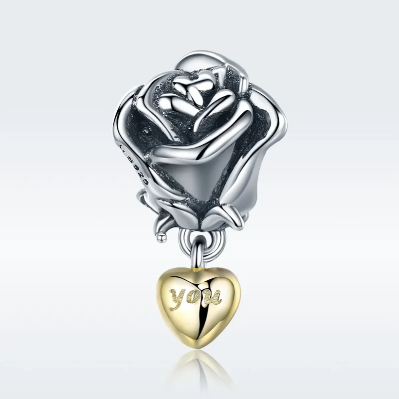 (imagine pentru) Pandora Style Two Tone I Love You Charm - SCC455 - Vizualizare 2