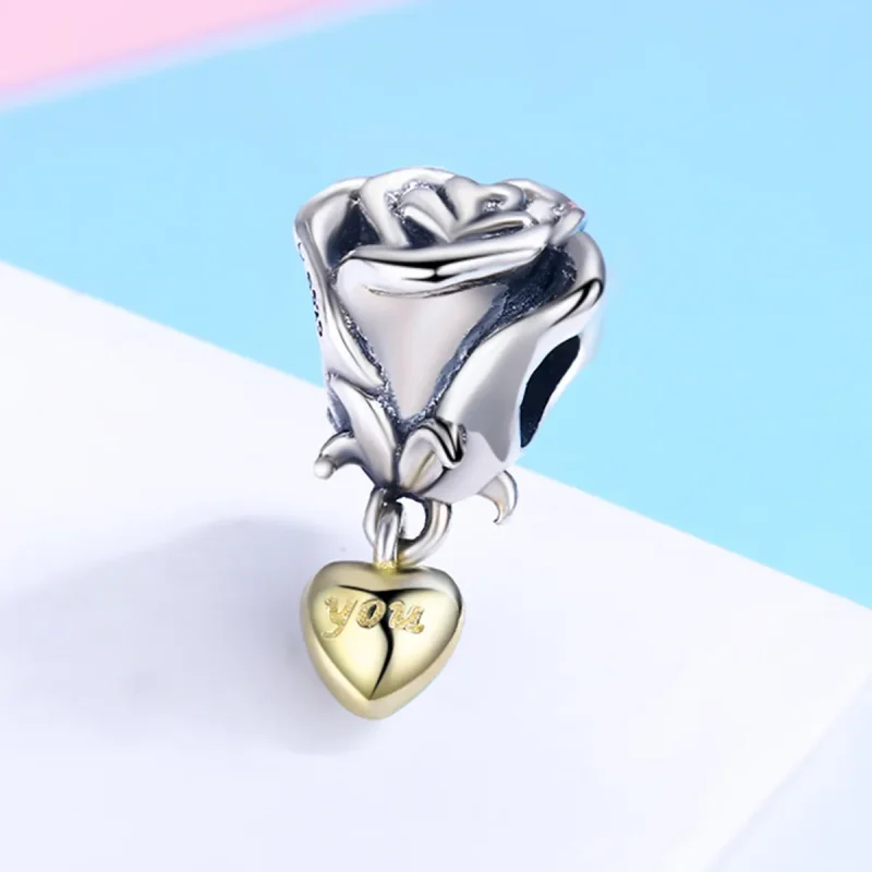 (imagine pentru) Pandora Style Two Tone I Love You Charm - SCC455 - Vizualizare 4