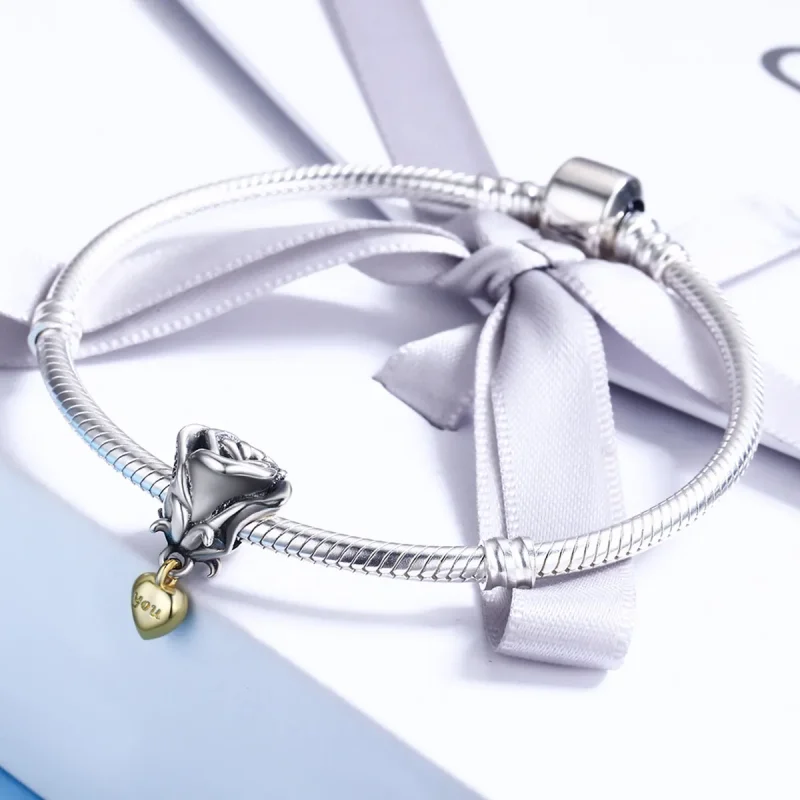 (imagine pentru) Pandora Style Two Tone I Love You Charm - SCC455 - Vizualizare 5