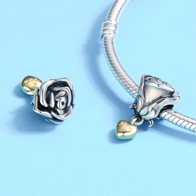 (imagine pentru) Pandora Style Two Tone I Love You Charm - SCC455 - Vizualizare 6