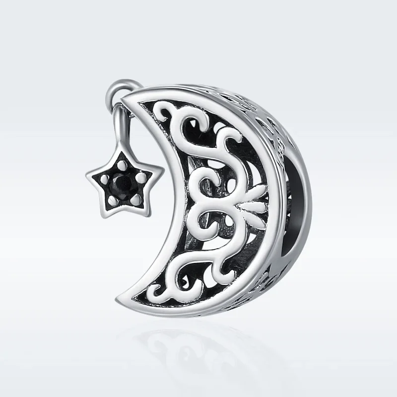 (imagine pentru) Pandora Style Charm de Argint cu Lună și Stea - SCC483 - Vizualizare 2