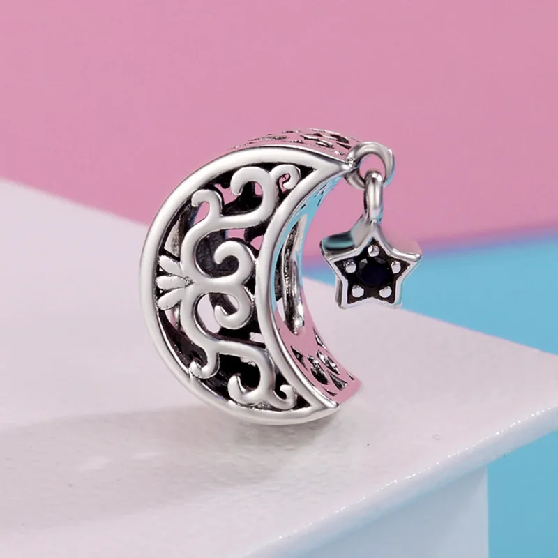 (imagine pentru) Pandora Style Charm de Argint cu Lună și Stea - SCC483 - Vizualizare 4