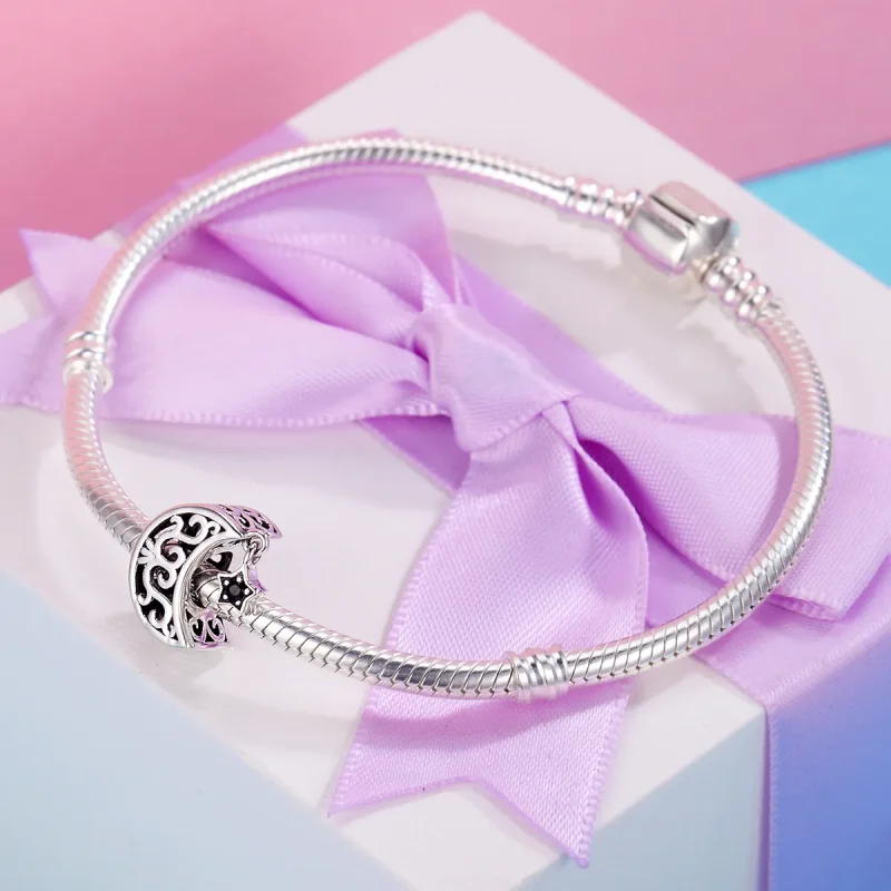 (imagine pentru) Pandora Style Charm de Argint cu Lună și Stea - SCC483 - Vizualizare 5
