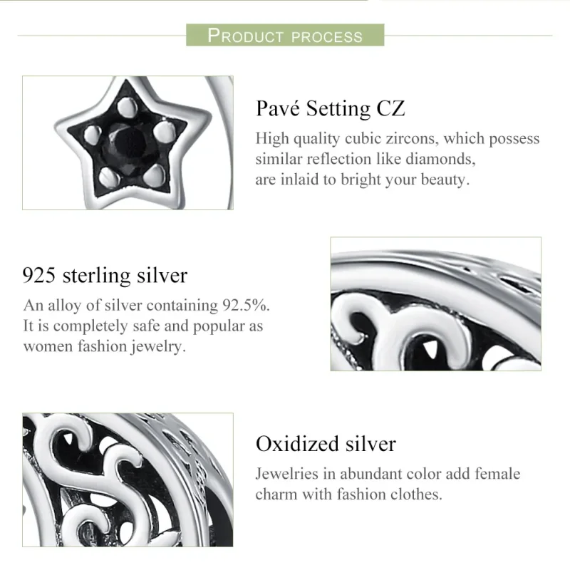(imagine pentru) Pandora Style Charm de Argint cu Lună și Stea - SCC483 - Vizualizare 7