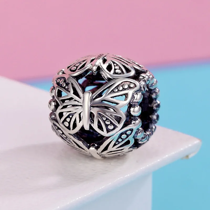 (imagine pentru) Pandora Style Argint Charm cu Fluture Vintag - SCC491 - Vizualizare 3