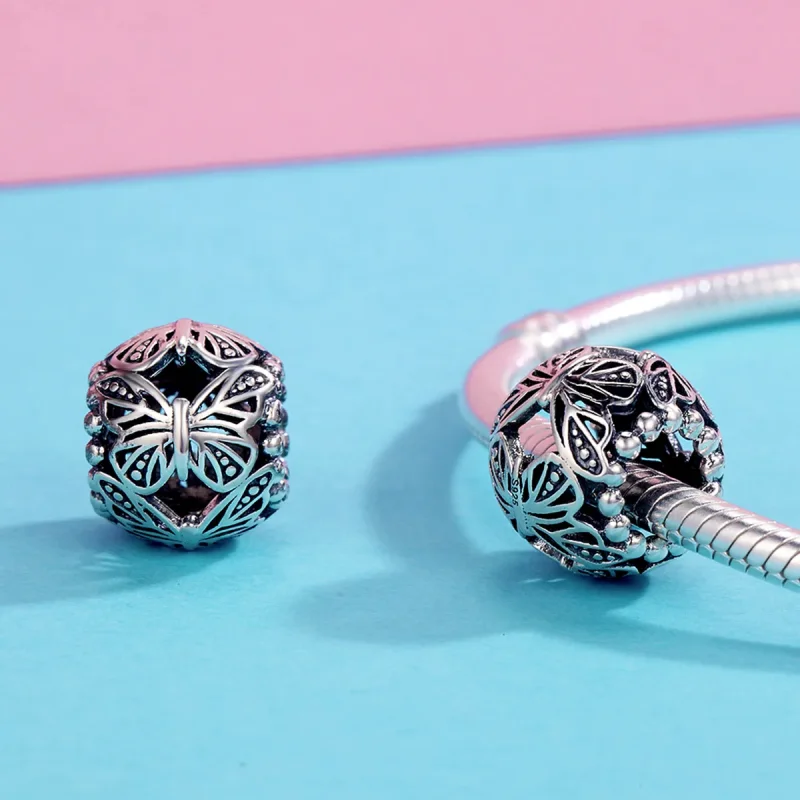 (imagine pentru) Pandora Style Argint Charm cu Fluture Vintag - SCC491 - Vizualizare 4
