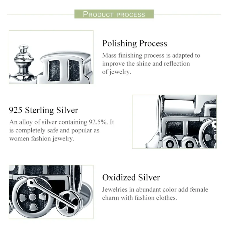 (imagine pentru) Pandora Style Charm cu Tren Vintaj din Argint - SCC507 - Vizualizare 6