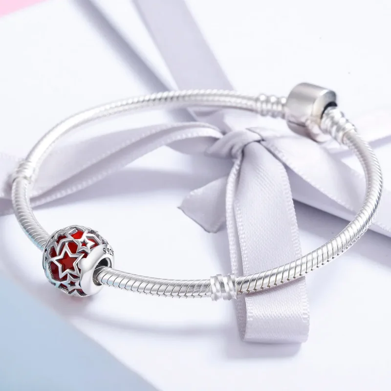 (imagine pentru) Pandora Style Charm de Argint cu Stele Romantice - SCC509 - Vizualizare 4