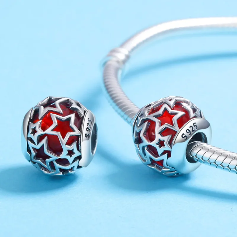 (imagine pentru) Pandora Style Charm de Argint cu Stele Romantice - SCC509 - Vizualizare 5