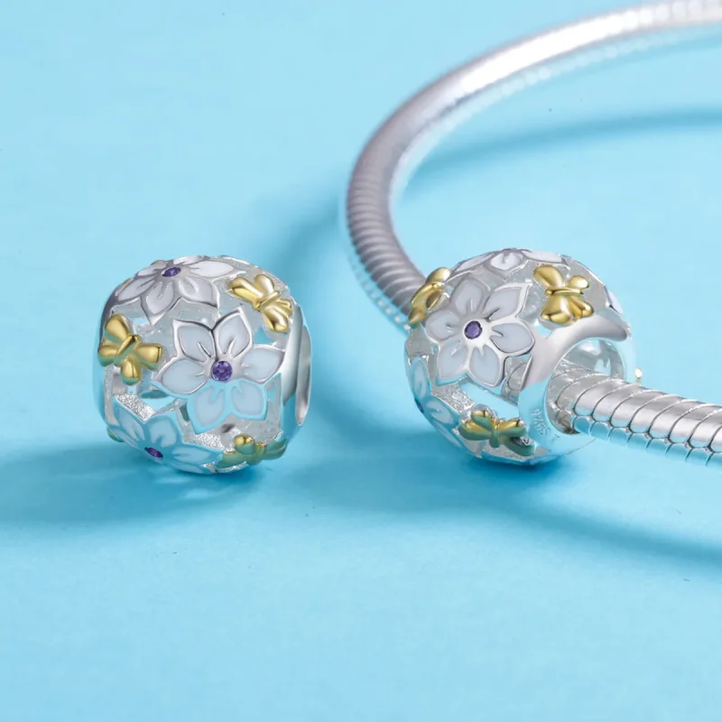 (imagine pentru) Pandora Style Two Ton Bicolor Flori și Fluturi Pandantiv - SCC546 - Vizualizare 5