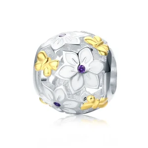 (imagine pentru) Pandora Style Two Ton Bicolor Flori și Fluturi Pandantiv - SCC546