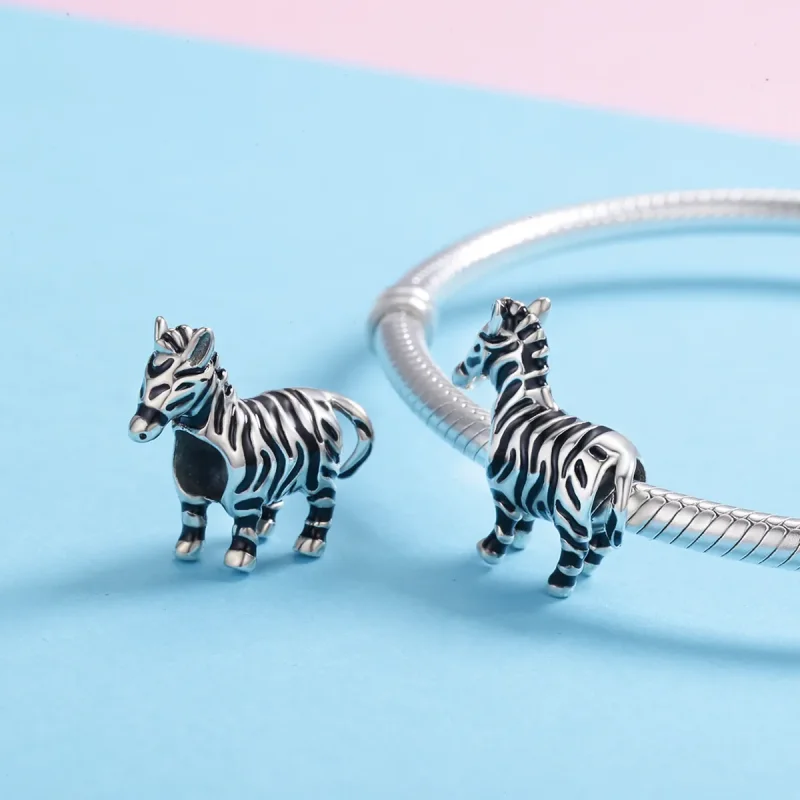 (imagine pentru) Pandora Style Charm de Argint cu Animal Drăguț - Zebra - SCC550 - Vizualizare 5