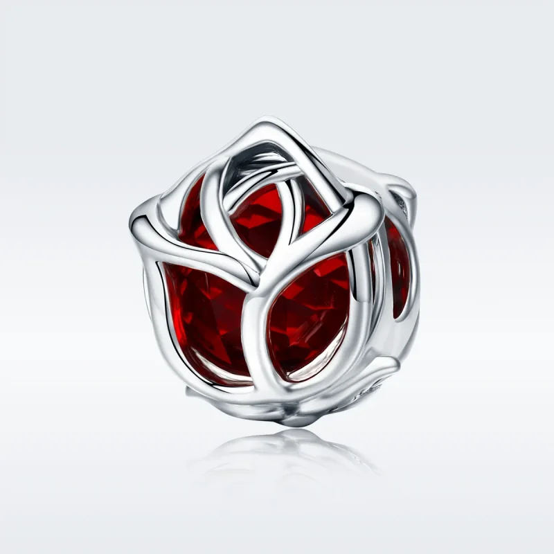 (imagine pentru) Pandora Style Charm de Argint cu Trandafiri Roșii - SCC568 - Vizualizare 2