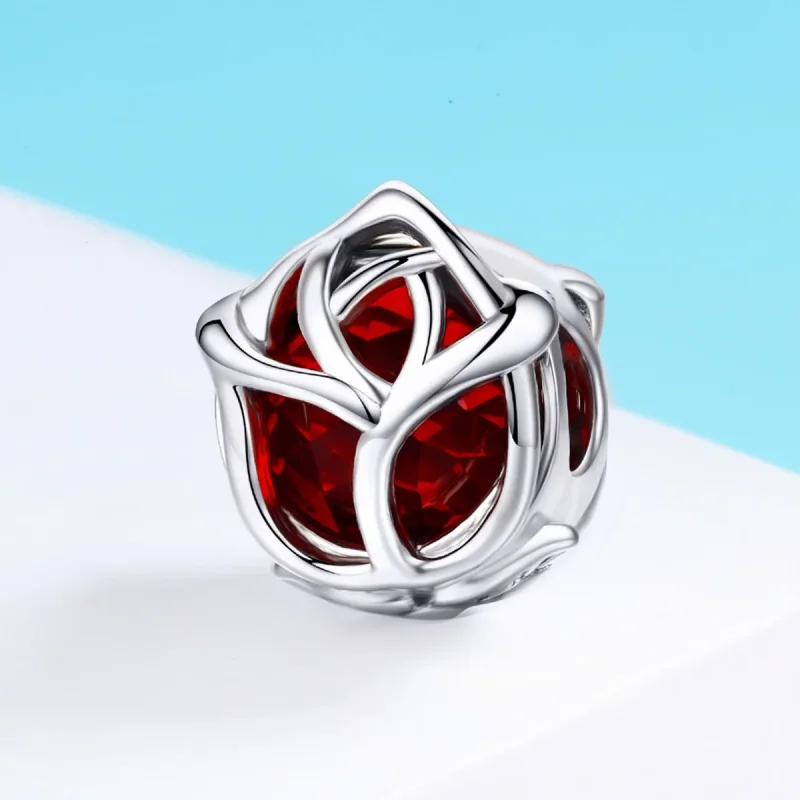 (imagine pentru) Pandora Style Charm de Argint cu Trandafiri Roșii - SCC568 - Vizualizare 3