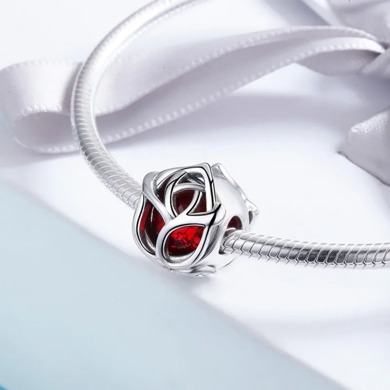 (imagine pentru) Pandora Style Charm de Argint cu Trandafiri Roșii - SCC568 - Vizualizare 4