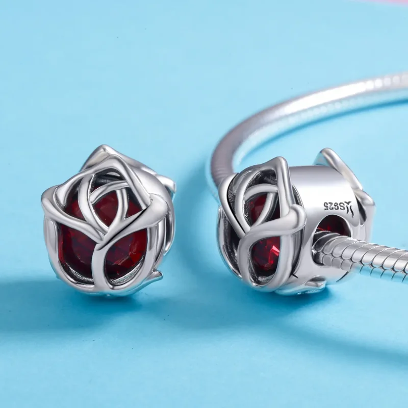 (imagine pentru) Pandora Style Charm de Argint cu Trandafiri Roșii - SCC568 - Vizualizare 5