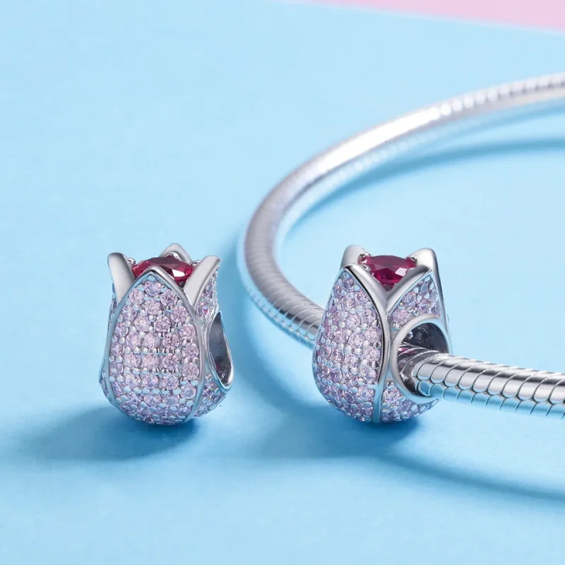 (imagine pentru) Pandora Style Charm de Argint cu Lalele - SCC569 - Vizualizare 5
