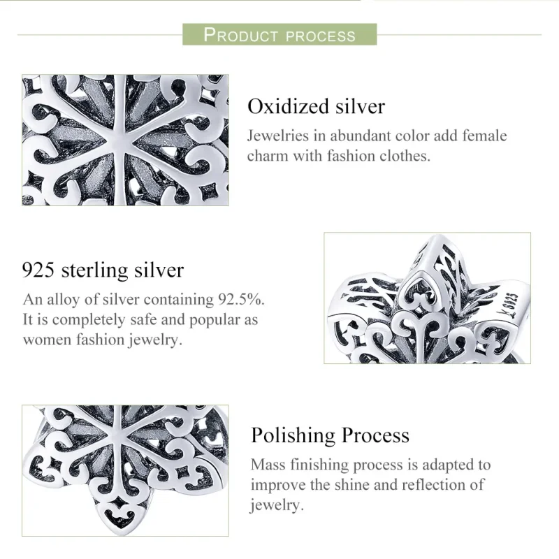 (imagine pentru) Pandora Style Charm de Argint cu Fulgerare de Fulg de Zăpadă - SCC719 - Vizualizare 7