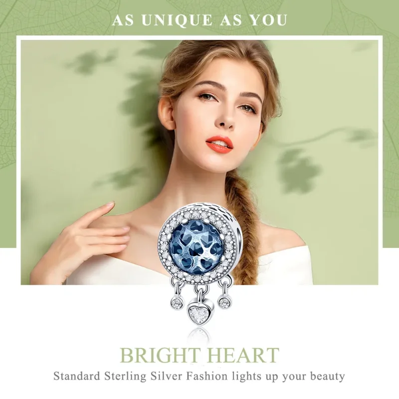 (imagine pentru) Pandora Style Charm de Argint cu Cristal Strălucitor în Formă de Inimă - SCC724 - Vizualizare 6