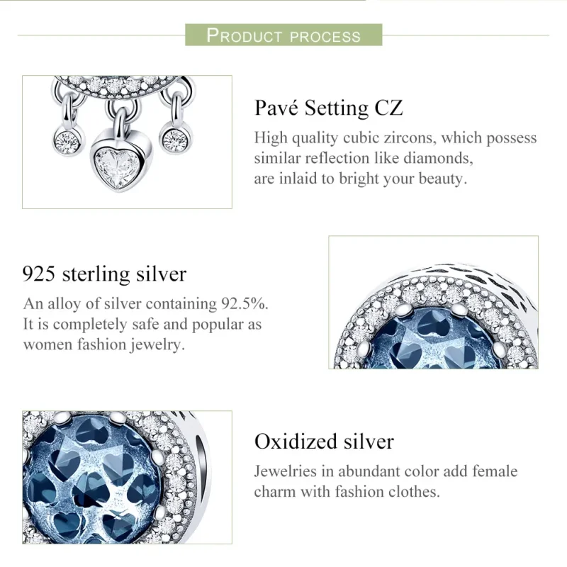 (imagine pentru) Pandora Style Charm de Argint cu Cristal Strălucitor în Formă de Inimă - SCC724 - Vizualizare 7