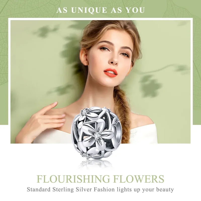 (imagine pentru) Pandora Style Charm de Argint în Formă de Floare - SCC729 - Vizualizare 6