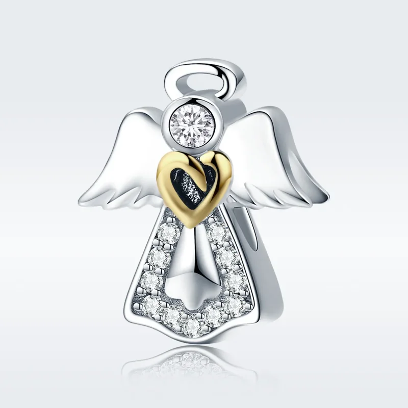 (imagine pentru) Pandora Style Two Tone Bicolor Charm Înger Păzitor - SCC747 - Vizualizare 3