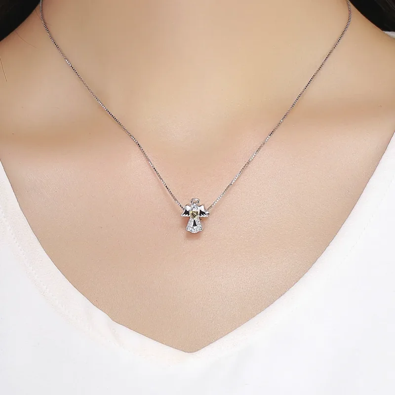 (imagine pentru) Pandora Style Two Tone Bicolor Charm Înger Păzitor - SCC747 - Vizualizare 5