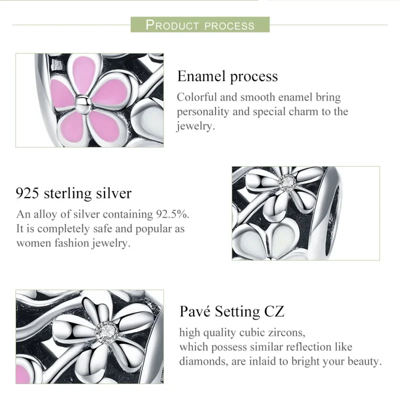 (imagine pentru) Pandora Style Charm de Argint cu Floare și Binecuvântare - SCC761 - Vizualizare 7