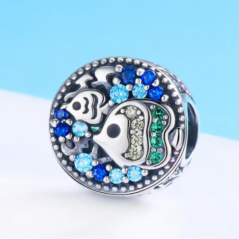 (imagine pentru) Pandora Stil Lumea Subacvatică Pește Colorat Argintiu Charm - SCC764 - Vizualizare 2