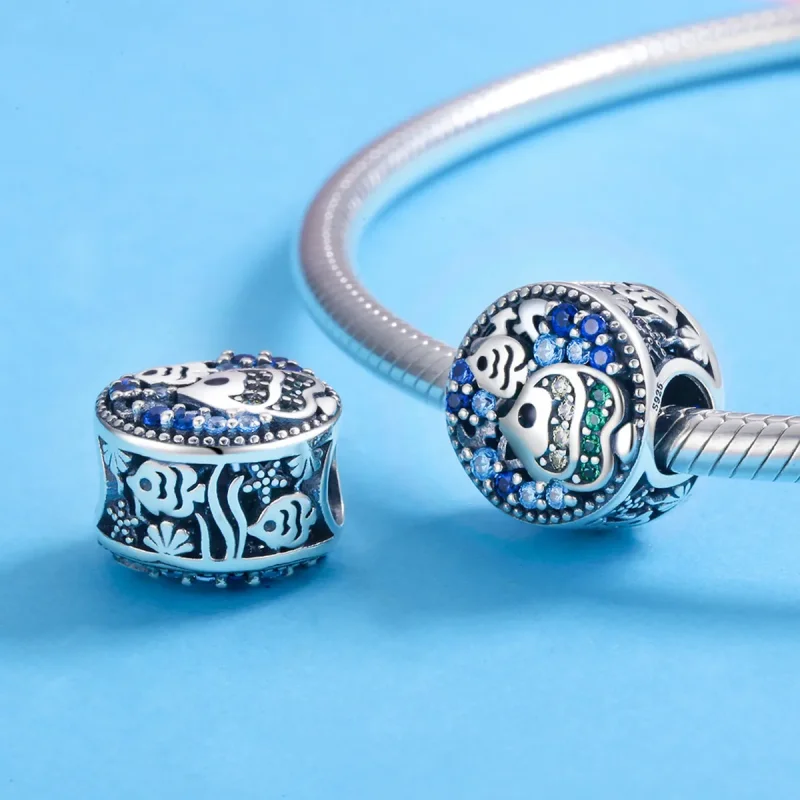 (imagine pentru) Pandora Stil Lumea Subacvatică Pește Colorat Argintiu Charm - SCC764 - Vizualizare 3