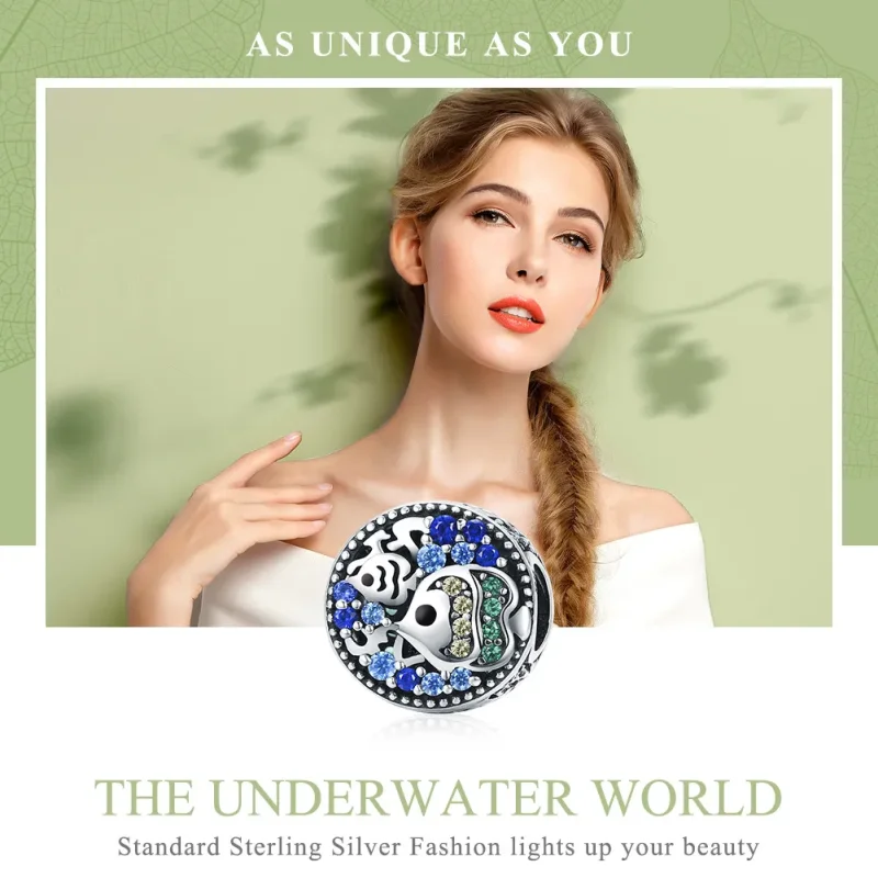 (imagine pentru) Pandora Stil Lumea Subacvatică Pește Colorat Argintiu Charm - SCC764 - Vizualizare 6