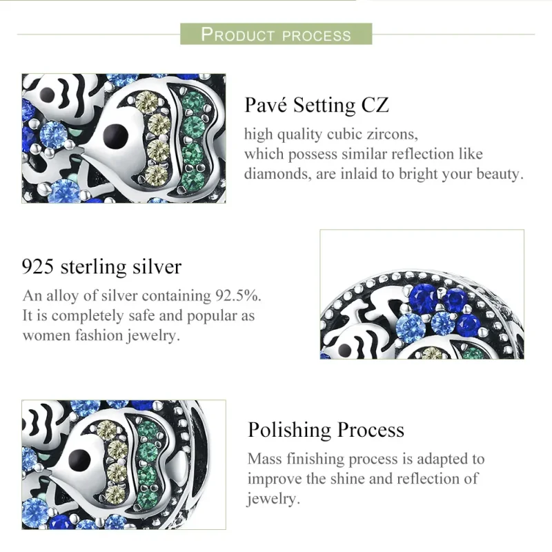 (imagine pentru) Pandora Stil Lumea Subacvatică Pește Colorat Argintiu Charm - SCC764 - Vizualizare 7
