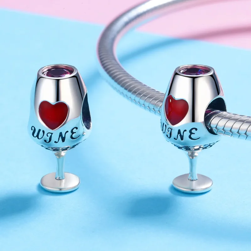 (imagine pentru) Pandora Style Charm de Argint pentru Pahar de Vin Roșu - SCC788 - Vizualizare 3