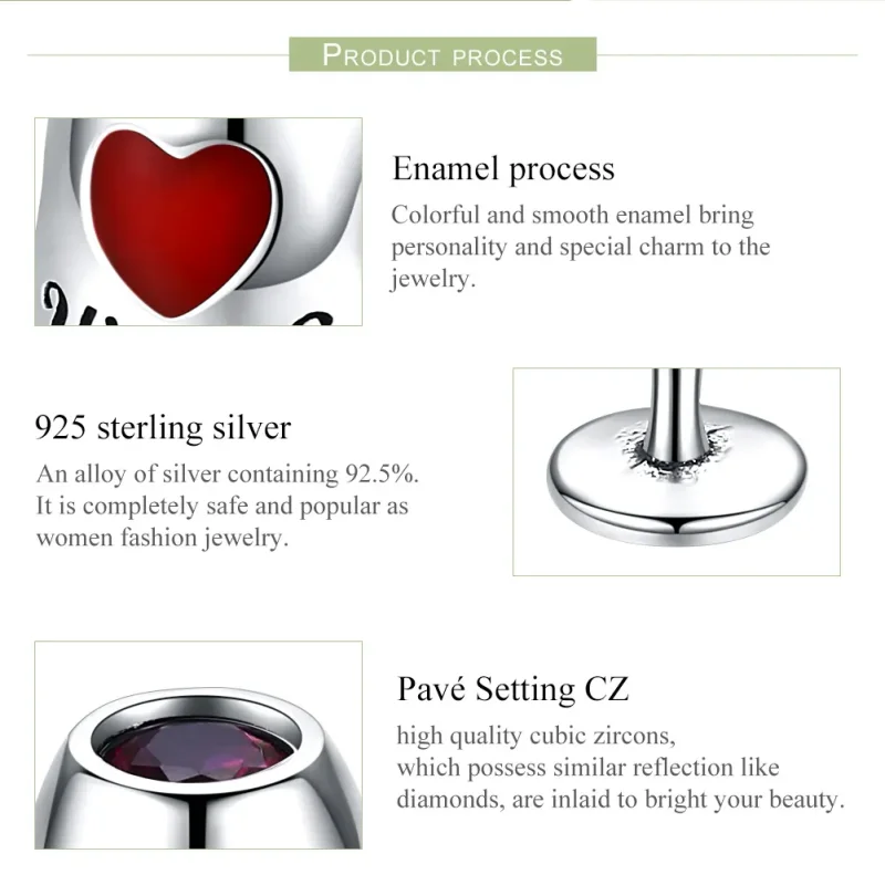 (imagine pentru) Pandora Style Charm de Argint pentru Pahar de Vin Roșu - SCC788 - Vizualizare 7