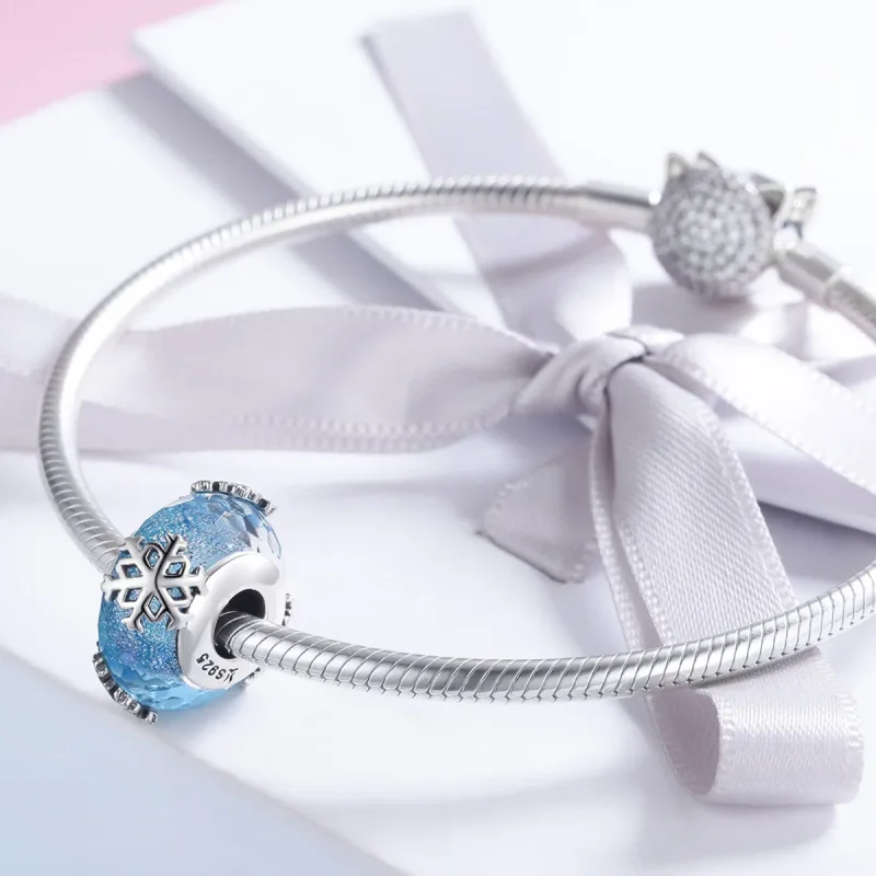 (imagine pentru) Pandora Style Charm de Argint cu Fulgi de Zăpadă Înghețați de Iarnă - SCC862 - Vizualizare 4