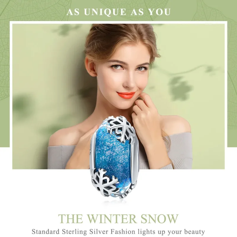 (imagine pentru) Pandora Style Charm de Argint cu Fulgi de Zăpadă Înghețați de Iarnă - SCC862 - Vizualizare 6