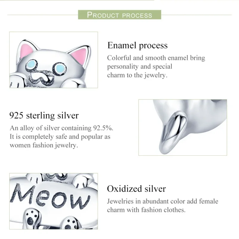 (imagine pentru) Pandora Style Pisică Neastâmpărată de Argint Charm pentru Sticluță de Parfum - S - Vizualizare 7
