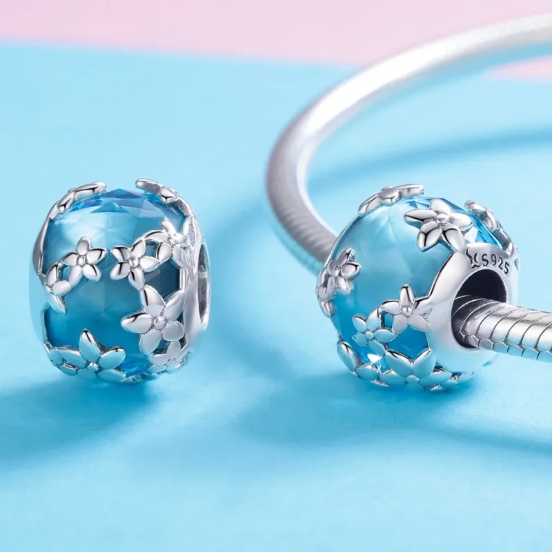 (imagine pentru) Pandora Style Mărturisirea Margaretei din Argint cu Aquamarine - SCC878 - Vizualizare 4