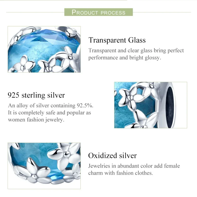 (imagine pentru) Pandora Style Mărturisirea Margaretei din Argint cu Aquamarine - SCC878 - Vizualizare 7