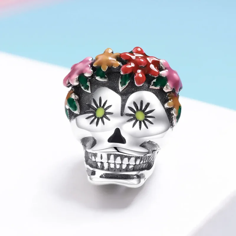 (imagine pentru) Pandora Style Charm de Argint cu Craniu de Zahar - SCC888 - Vizualizare 2