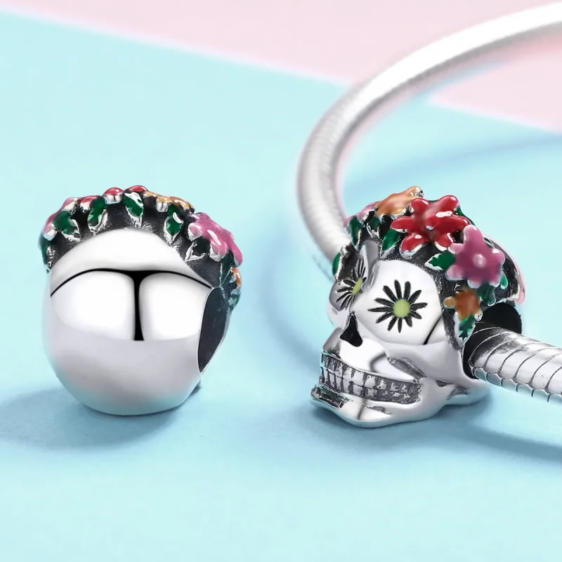 (imagine pentru) Pandora Style Charm de Argint cu Craniu de Zahar - SCC888 - Vizualizare 3