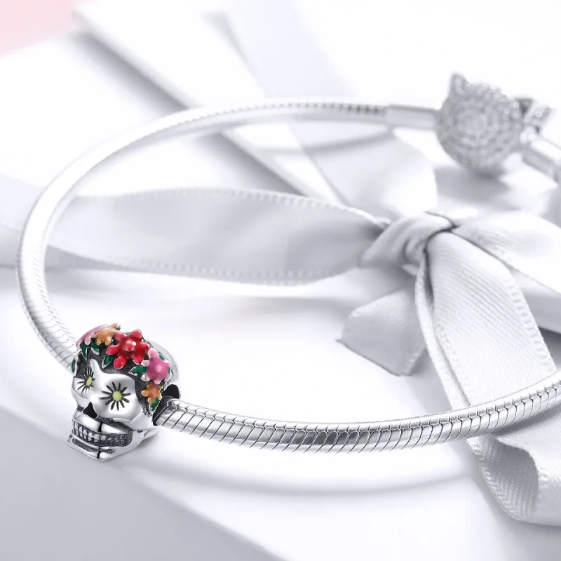 (imagine pentru) Pandora Style Charm de Argint cu Craniu de Zahar - SCC888 - Vizualizare 4