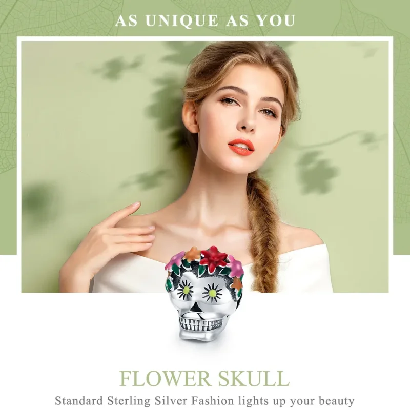 (imagine pentru) Pandora Style Charm de Argint cu Craniu de Zahar - SCC888 - Vizualizare 6