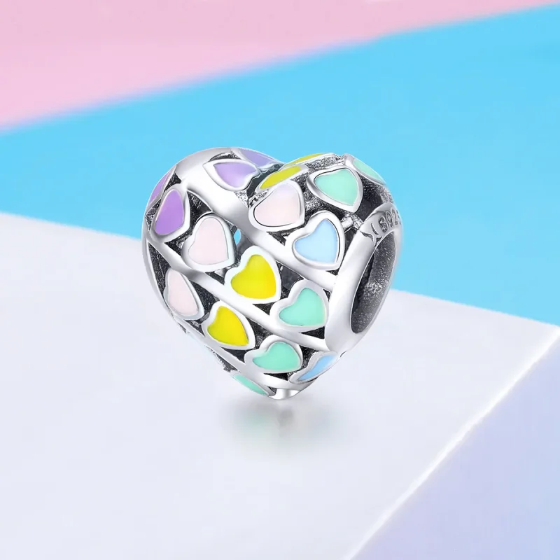 (imagine pentru) Pandora Style Inimă cu Curcubeu din Argint - SCC902 - Vizualizare 2