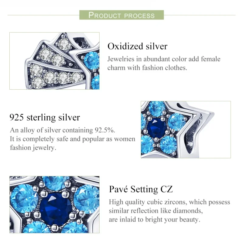 (imagine pentru) Pandora Style Charm cu Stele din Argint și Safir - SCC912 - Vizualizare 7