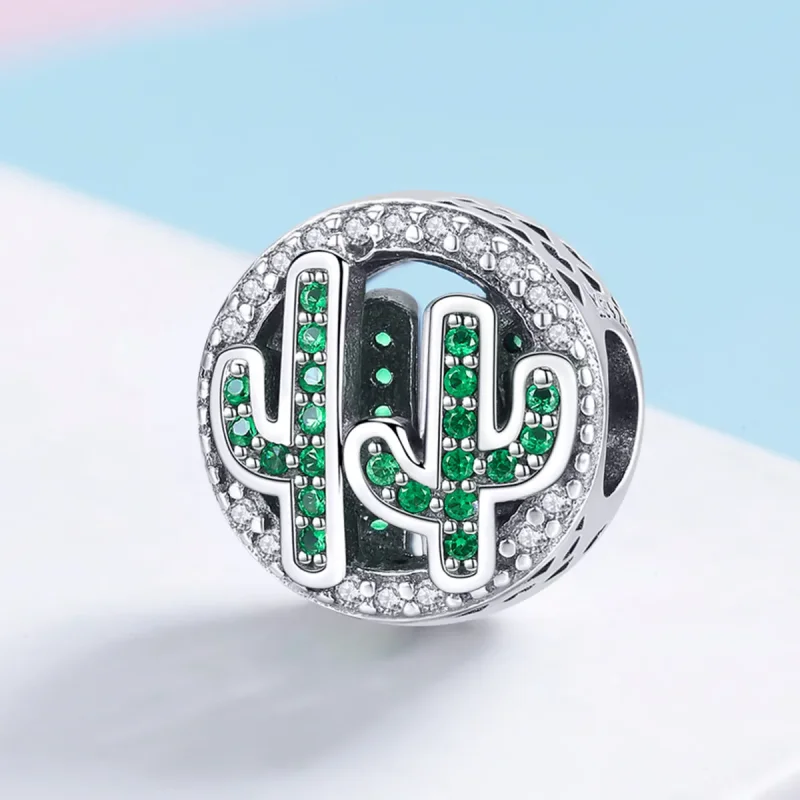 (imagine pentru) Pandora Style Cactus Charm din Argint Verde Vibrant - SCC918 - Vizualizare 2