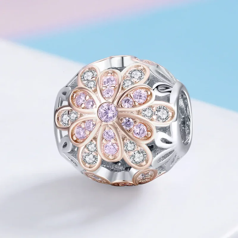 (imagine pentru) Pandora Stil Charm cu Flori în Două Nuanțe - SCC922 - Vizualizare 2