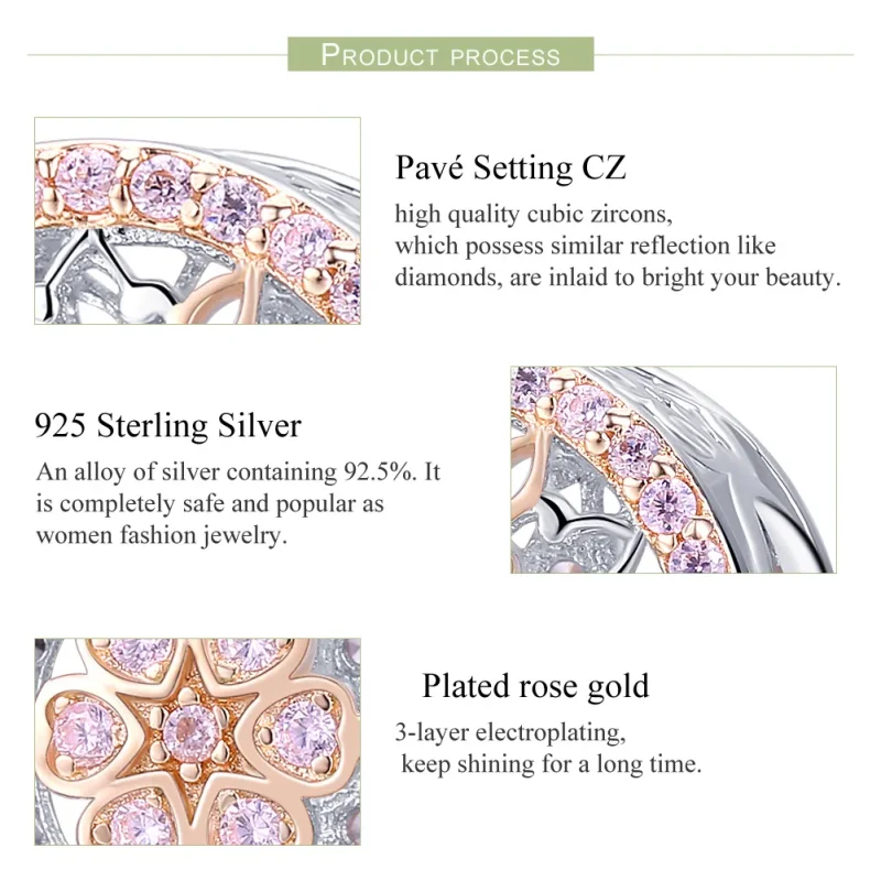 (imagine pentru) Pandora Style Two Tone Mugur de înflorit Charm - SCC923 - Vizualizare 7