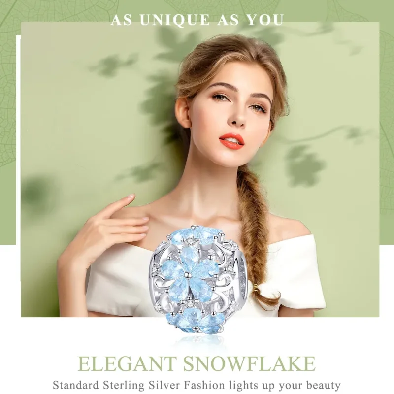 (imagine pentru) Pandora Style Charm de Argint cu Fulgi de Zăpadă Elegant - SCC941 - Vizualizare 6