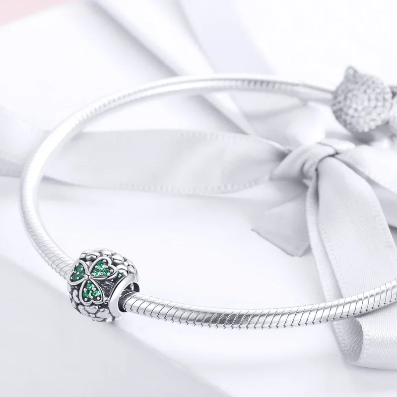 (imagine pentru) Pandora Style Charm de Argint cu Trifoi Verde - SCC964 - Vizualizare 3